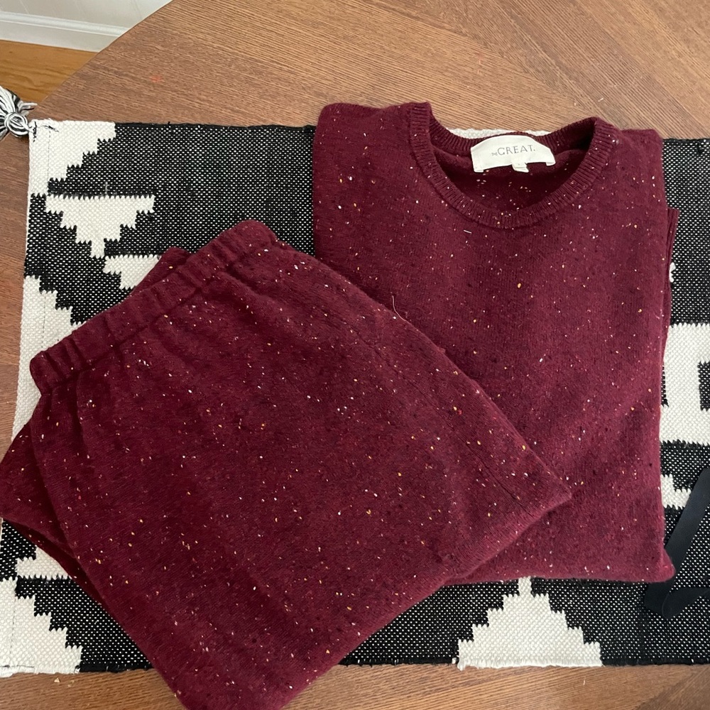 The Great. cashmere academy sweater & jersey crop set
